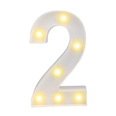 China Europe Decorative Led Number Letters White Plastic Marquee Number Lights Sign For Party Wedding Battery Operated Decor Number (2) for sale