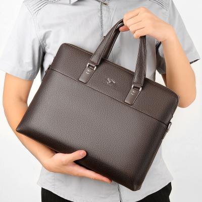 China Waterproof Shockproof Dustproof Single Shoulder Cross Bag Office PU Briefcase Business Bag Leather Briefcase For Men for sale