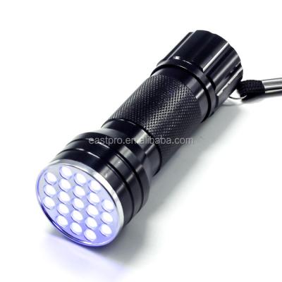 China Black Light 395nM Emergency Ultraviolet 21 Led UV Torch Led Light UV Flashlight Purple for sale