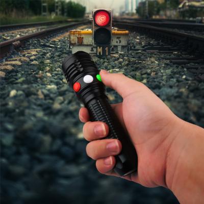 China Wholesale Emergency Red Green White Torch LED Signal Rechargeable Railway Flashlight With Magnet for sale