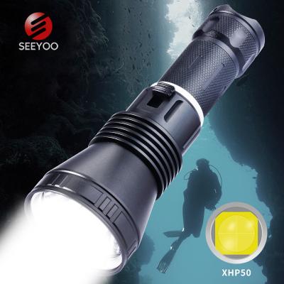 China Industrial Dive Light Waterproof Underwater 26650 Battery P50 Led Torch Flashlight For Diving,Tactical Flashlight Diving Torch Light for sale