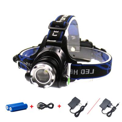 China Zoomable Camping Waterproof Lantern Led Torch Head Light Headlamp With DC Adapter, USB 18650 Rechargeable Lithium Head Lamps for sale