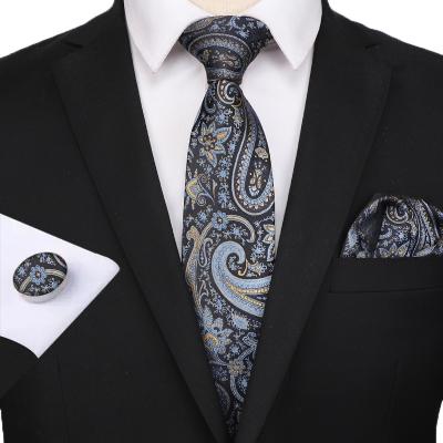 China 100% Polyester FB1000 New Design Mens Tie Handkerchief Cufflinks Set for sale