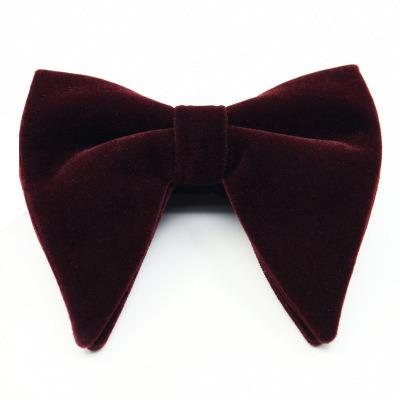 China NEW GOODS Wholesale Men's Tow Tie Flower Velvet Double Plain Wine Red Fashion Big Horns Bow Ties for sale