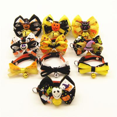 China NEW PRODUCTS Wholesale Halloween Dog Pet Bow Tie Bell Collar Cat Dog Repellent Pet Collar Bow Tie Accessories for sale