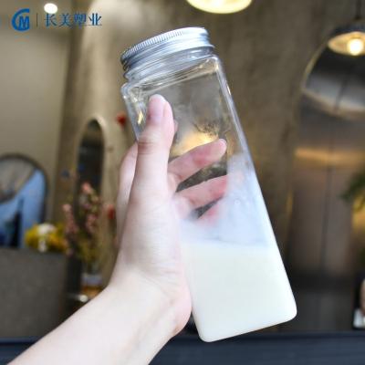 China Beverage Customized Cap Plastic Bottle Aluminum Transparent Plastic Milky Tea Bucket Bottle 1 Liter For Coffee for sale