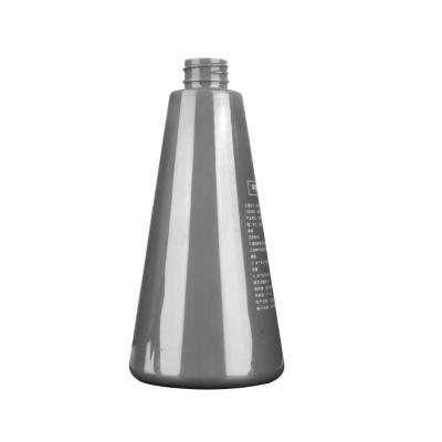 China Gray Household Products 500ml Conical Flask Shampoo Packaging PET Plastic Bottle for sale