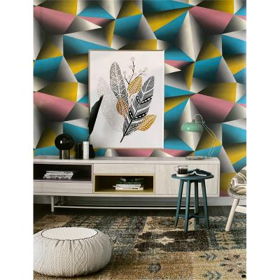 China Waterproof+ECO-Friendly High Quality Home Decor 3D Triangle Wallpaper Geometric Irregular PVC Vinyl Wallpaper for sale