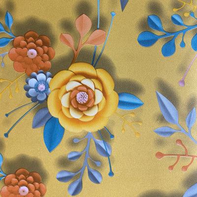 China Modern Flower Pattern PVC Wallpaper Made In China Small Fresh Rich Design PVC/Vinyl Interior Wallpapers for sale