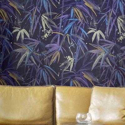 China Modern Modern Designer Wallpaper Black Leaves Are Suitable For Home Improvement Bedroom Hotels Textile Wallpaper for sale