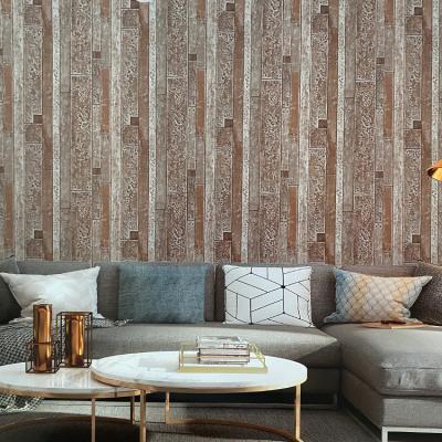 China Modern high quality stained Mediterranean style PVC wallpaper interior wall wallpaper wood decoration panels wallpaper for sale