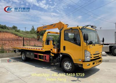 China Schleppender FlachbettlKW LHD ISUZU 4x2 5T mit XCMG-Kran zu verkaufen