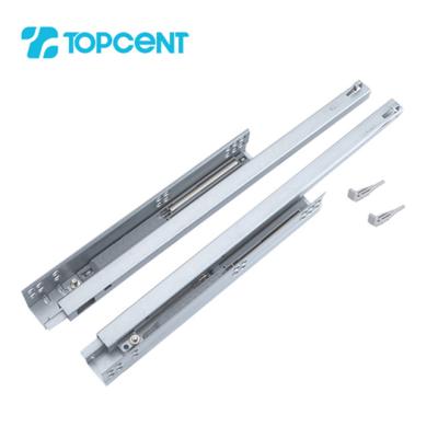 China Topcent Modern Furniture Hidden Bottom Mount Soft Narrow Concealed Drawer Slide for sale