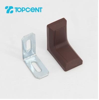 China Topcent Modern 90 Degree Herringbone Furniture Accessories Cabinet Corner Metal Code Hidden Shelf Brackets With Plastic Cover for sale