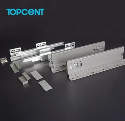 China Modern Cheap Slim Drawer Handle Metal Drawer Runner Soft Closing Tandem Accessories Topcent Kichen Box for sale