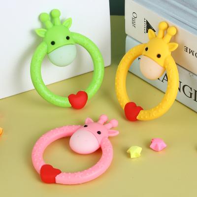 China Toy Hintcan Baby Silicone Soft Gel For Milk Teeth Cartoon Shaped Cute Ring Deer Tooth Glue Baby Molars Are Round And Easy To Grip for sale