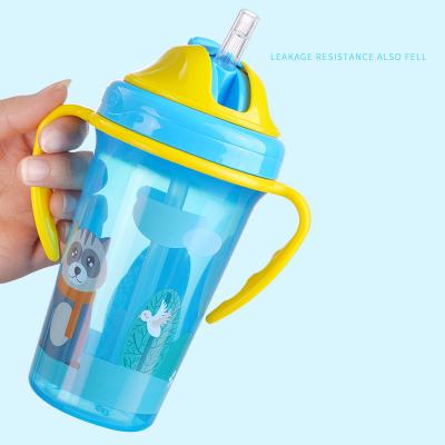 China Portable Baby Drinking Water Drinking Cup Animal Printing High Capacity PP Spill Proof Silicone Training Baby Snacks Cup for sale