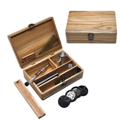 China High Quality Metal Wooden Grinder Set Smoking Accessories Set With Wooden And Bamboo Gift Boxes With Lid Custom Logo for sale