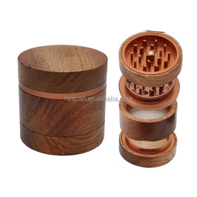 China High Quality Wooden Kitchen Amazon Herb Grinder Custom Aluminum Alloy 61mm Metal Herb Grinder With 4 Layers Wholesale for sale