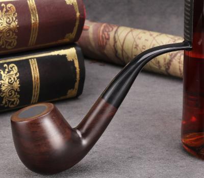 China Direct-selling Portable Hot Selling Handmade Ebony Wood Cigarette Pipe Elbow Handle Cigarette Pipe Cigarette Pipe Filter Element Wooden Accessories for sale