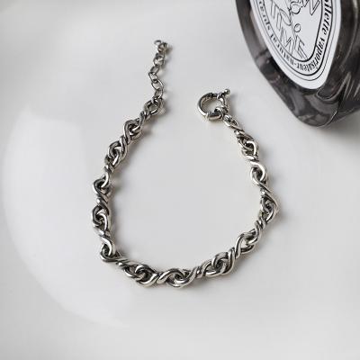 China CLASSIC 925 sterling silver jewelry bracelet  retro antique finish personality wild link chain Thick bracelet for sale