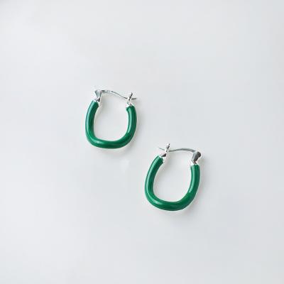 China CLASSIC High quality 925 sterling silver multi color enamel hoop earrings for sale