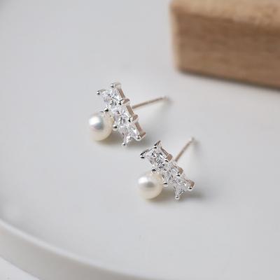 China CLASSIC 925 Sterling Silver Pearl Zircon Earrings for women for sale