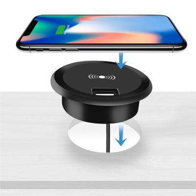 China QC3.0 2022 Electronic Instruments Recessed Desktop USB Port Charger Qi Wireless Charger Under Table for sale