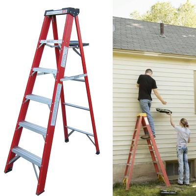 China Solid Insulation Ladders Low Price 5 Steps Fiberglass Ladder With Great Stability for sale