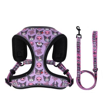 China Kulome Print Reflective Leash With Reflective Breaststrap For Cats And Dogs Pet Leash Set for sale