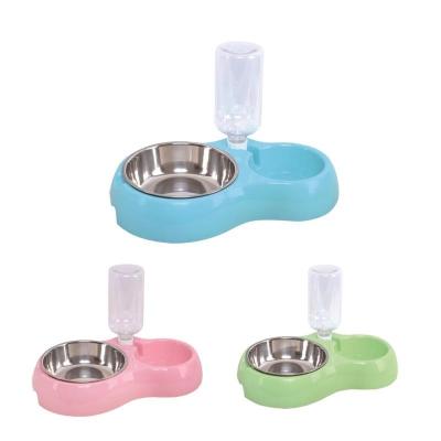 China Viable Wholesale Custom Stainless Steel Automatic Diagonal Neck Pad Cats And Dogs Feeding Pet Drinking Bowls for sale