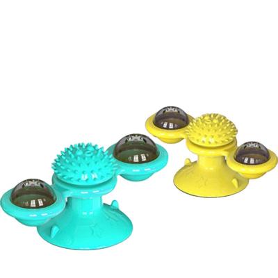 China Stocked Factory custom suction cup rotary windmill cat toy Luminous ball cat pet toy for sale