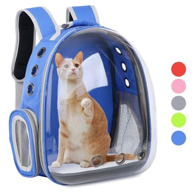 China Transparent Pet Dog Cat Backpack Portable Outdoor Portable Breathable Travel Double Shoulder Bag for sale