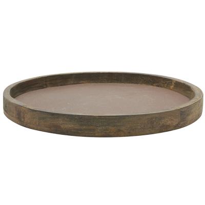 China Eco - Friendly Rustic Natural Wood Round Decorative Tea Food Serving Tray for sale