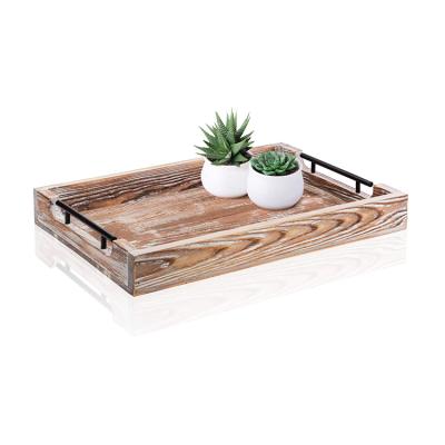 China Cheap Eco-Friendly Nordic Custom Serving Natural Solid Wood Tray With Handles for sale