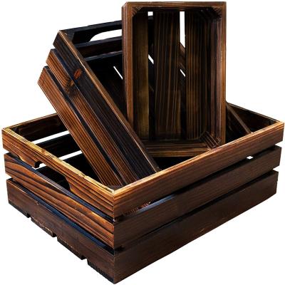 China Other EZDC 3 Set Of Wall Mounted Wooden Basket X12 Nesting Wooden Crates 16 for sale