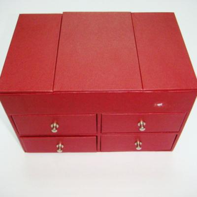 China Large Capacity Custom PU Leather Handmade Jewelry Cosmetic Paper Box With Mirror for sale