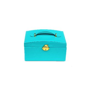 China Lock Match And Portable Unique Jewelry BLUE Hot Sale Leather Package Box for sale