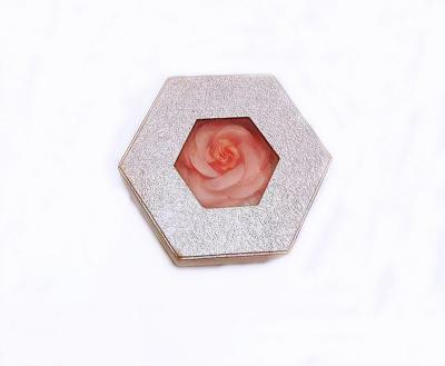 China Recyclable Hexagon Recycled Paper Gift Box With Fabric Rose for sale