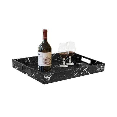 China Nordic Home Marble Tray Decorative/Classic European Style Decor Rectangular Marble Tray With Handles for sale