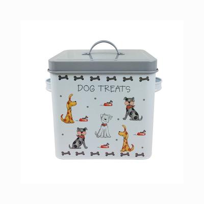 China Simple and Beautiful Printed Viable Household Metal Pet Food Cat Food Storage Box for sale