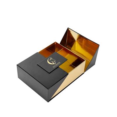 China Custom Factory Wholesale Luxury Black Logo Rigid Packaging Materials Cardboard Recycled Magnetic Closure Gift Box for sale