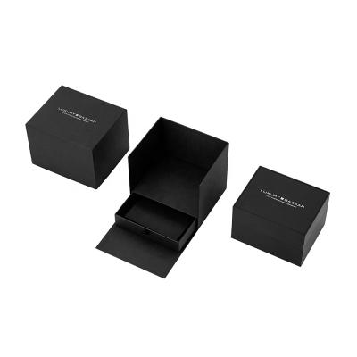 China Cardboard Matt Black Luxury Design Custom Sliding Drawer Cardboard Display Gift Packaging Empty Watch Box for sale