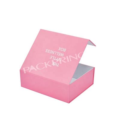 China Extra Large Handmade Custom Printed Pink Folding Paperboard Rigid Clothes Packaging Gift Box With Magnetic Lid for sale