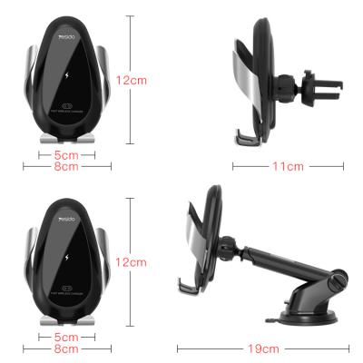 China 2021 New Arrivals Mobile Phone Mount 10W Qi Smart Air Vent Phone Holder Car Charger Touch Control Radio for sale