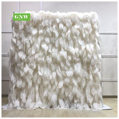 China Real Rose GNW sale products romantic preserved white feather hot backrop wedding decoration artificial flower backdrop for wedding for sale