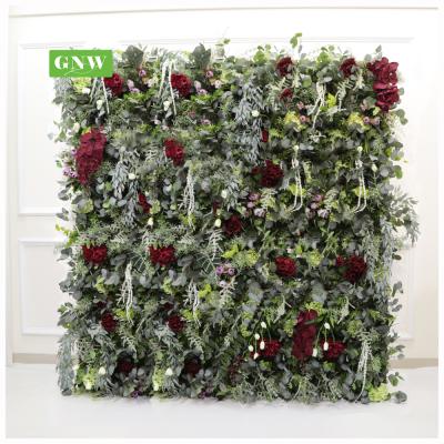 China Easy Assemble GNW Factory Custom High Quality Wedding Decor Centerpieces Plastic Artificial Decorative Panel Flower Floral Wall for sale