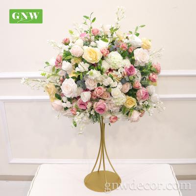 China Fashional GNW Artificial Peony Rose Flower Ball Arrangement Garland Decorative Stand Wedding Table Centerpiece for sale