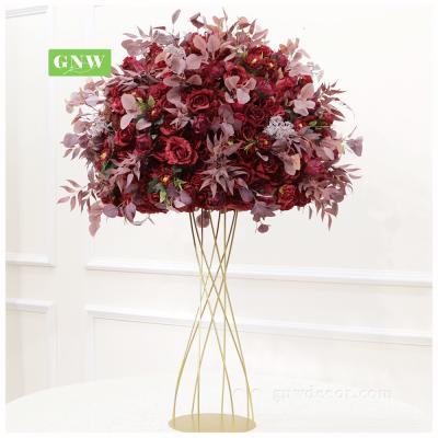 China Fashional GNW Reception Centerpieces Rose Hydrangea Baby Breath Pampas Country Romantic Artificial Wedding Decoration for sale