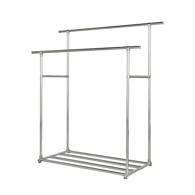 China Detachable Double Rod Shoes Clothes Drying Hangers Stainless Steel Airer Drying Rack for sale